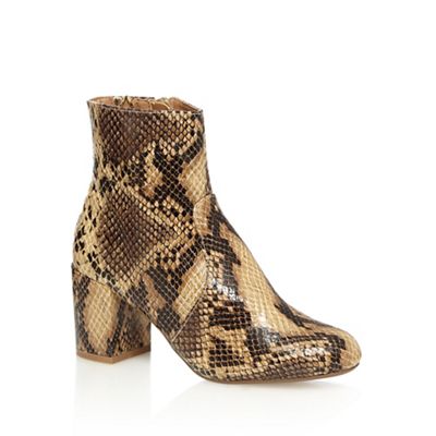 Red Herring Brown snakeskin-effect ankle boots